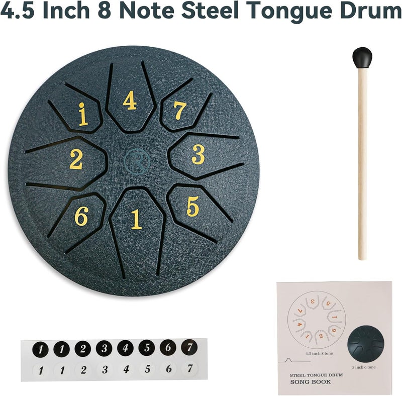 RANMING 4.5 Inch 8 Note C Key Steel Tongue Drum - Tongue Drum for Meditation, Yoga & Sound Therapy, Portable Handpan Drum with Soothing Harmonics, Ideal Gift for Beginner&Adults,Navy Blue - Image 5